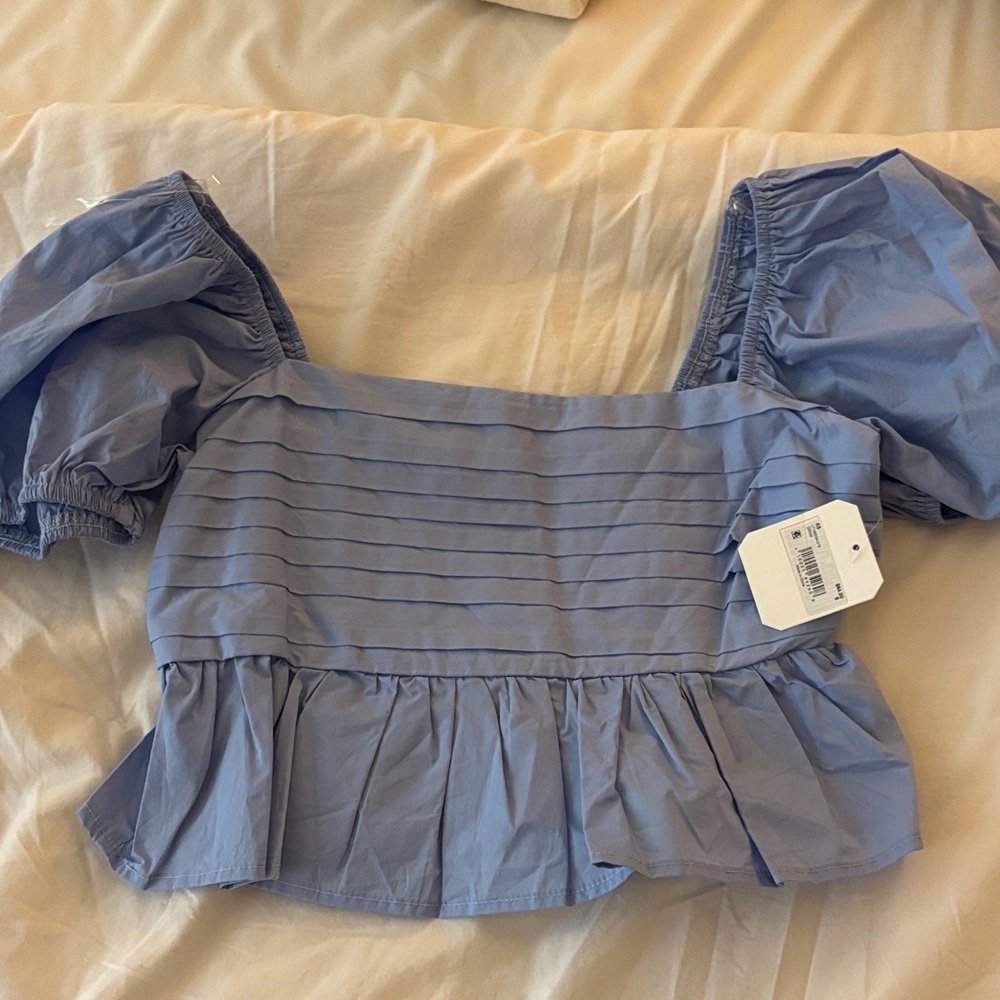 Altar’d State Blue Puff Sleeve CropTop